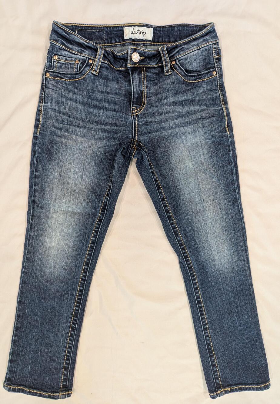 Daytrip Virgo Jeans Womens 26 Blue Med Wash Low Rise Cropped Slim Stretch Denim
